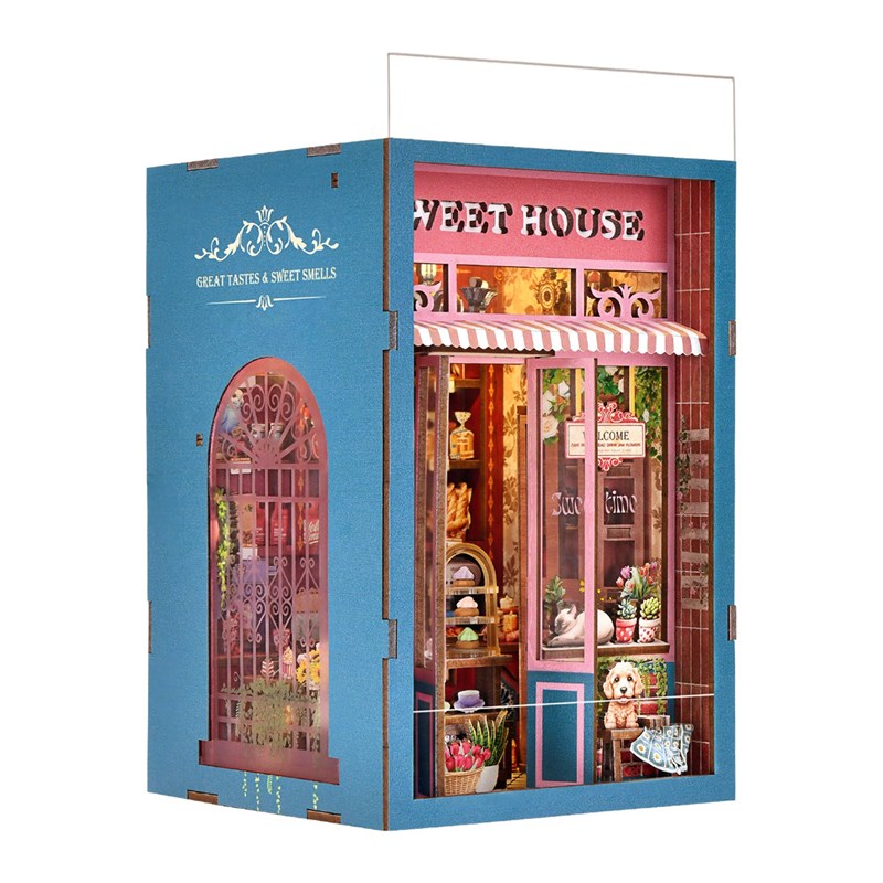 Collecte de bonbons. Book nook en bois, design 3d réaliste.