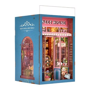 Collecte de bonbons. Book nook en bois, design 3d réaliste.