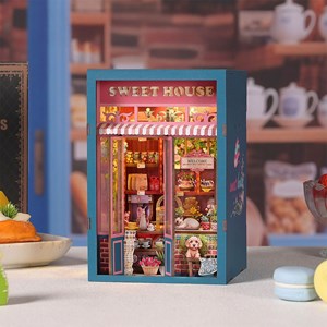 Collecte de bonbons. Book nook en bois, design 3d réaliste.