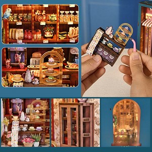 Collecte de bonbons. Book nook en bois, design 3d réaliste.