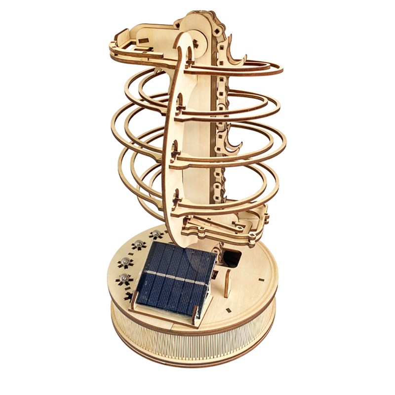 Maquette en bois 3d, avec un mouvement mécanique conception de piste à billes.
