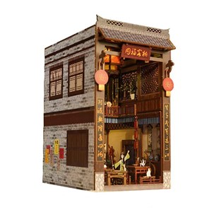 Un rêve de jianghu. Book nook en bois, design 3d réaliste avec de grands détails