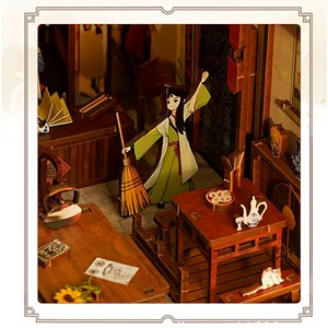 Un rêve de jianghu. Book nook en bois, design 3d réaliste avec de grands détails