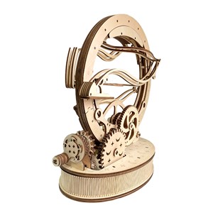 Maquette en bois 3d, avec mouvement mécanique design de toupie orbital mécanique