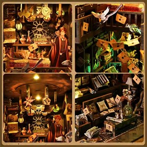 Maison magique. Book nook en bois, design 3d réaliste.