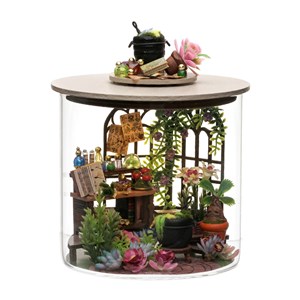 Collection bouteilles de rêve, jardin magique. Maquette 3d réaliste.