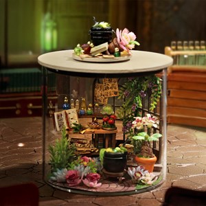 Collection bouteilles de rêve, jardin magique. Maquette 3d réaliste.