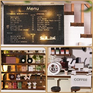 Maison de fleurs de café. Coin lecture en bois, design 3d réaliste.