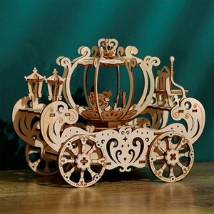 Maquette en bois 3d, conception de carrosse en citrouille.