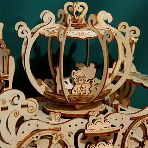 Maquette en bois 3d, conception de carrosse en citrouille.