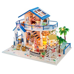 Maison de plage légende de la mer bleue. Maquette 3d réaliste.