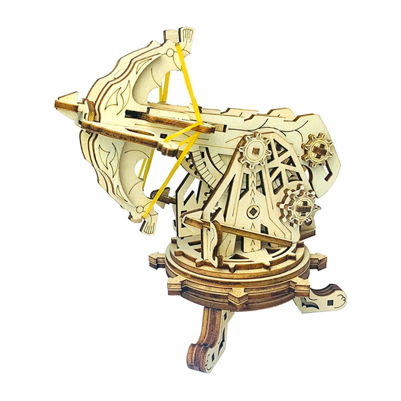 Maquette en bois 3d, avec mouvement mécanique conception de catapulte.