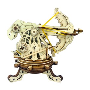 Maquette en bois 3d, avec mouvement mécanique conception de catapulte.