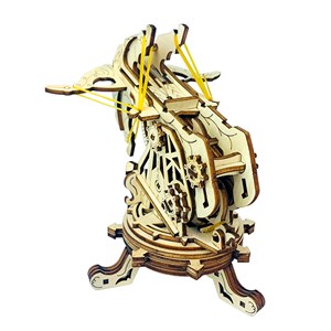 Maquette en bois 3d, avec mouvement mécanique conception de catapulte.