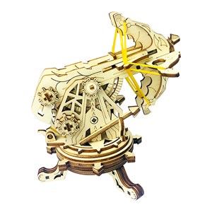 Maquette en bois 3d, avec mouvement mécanique conception de catapulte.