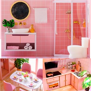 Dúplex rosa. Maquette 3d réaliste avec beaucoup de détails.