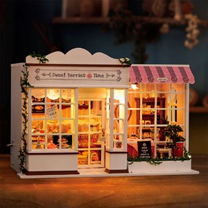 Magasin de bonbons temps des baies. Maquette 3d réaliste.