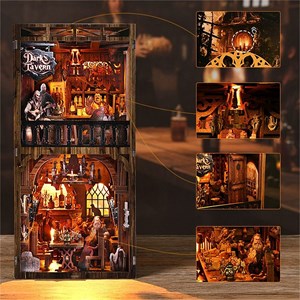 Bar ancien. Book nook en bois, design 3d réaliste.