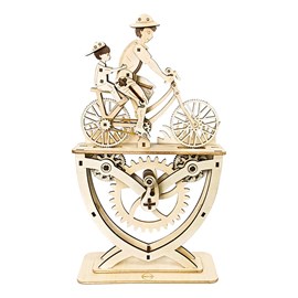 Maquette en bois 3d, avec mouvement mécanique design amateurs de vélo.