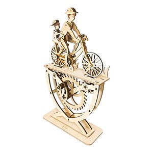 Maquette en bois 3d, avec mouvement mécanique design amateurs de vélo.
