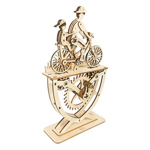 Maquette en bois 3d, avec mouvement mécanique design amateurs de vélo.