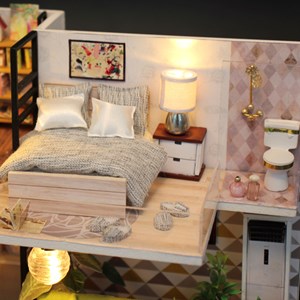 Chambre scandinavie romantique. Maquette 3d réaliste.