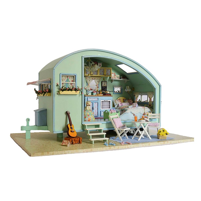 Caravane, un voyage dans le temps. Maquette 3d, réaliste.