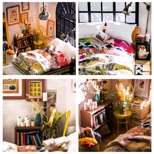 Chambre alice dreamy. Maquette de maison de poupée en bois à peindre.