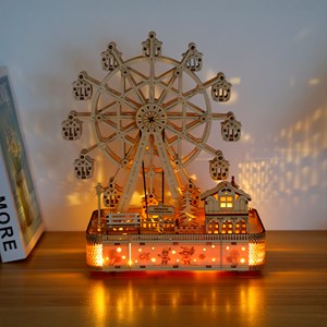 Maquette en bois 3d, conception de grande roue avec musique.
