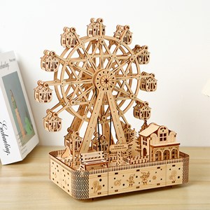 Maquette en bois 3d, conception de grande roue avec musique.