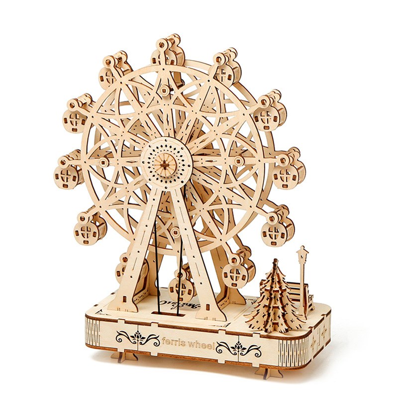 Maquette en bois 3d, conception de grande roue avec musique.