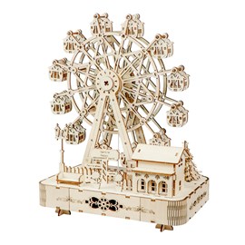 Maquette en bois 3d, design de noria avec mouvement mécanique.