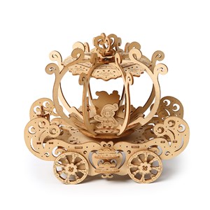 Maquette en bois 3d, conception de carrosse en citrouille.