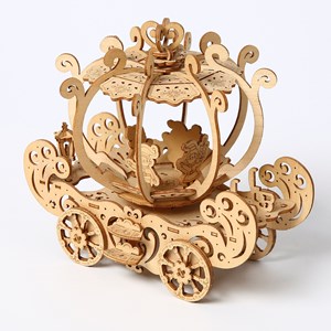 Maquette en bois 3d, conception de carrosse en citrouille.