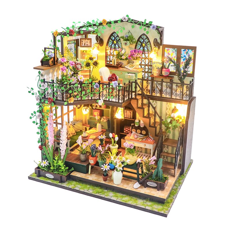 Maison de fleurs de darcy. Maquette 3d réaliste avec beaucoup.