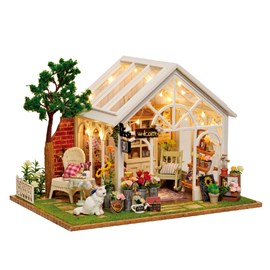 Serre avec des tournesols. Maquette 3d réaliste.