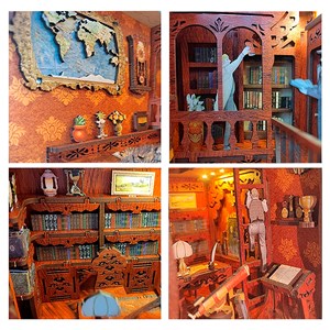 Académie solace. Coin lecture en bois, design 3d réaliste.