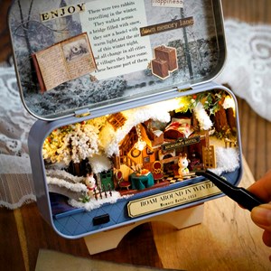 Promenades hivernales. Maquette 3d pliable, réaliste.