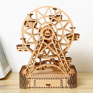 Maquette en bois 3d, design de roue ferris avec mouvement mécanique.