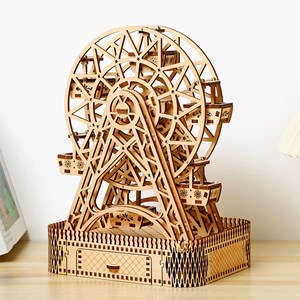 Maquette en bois 3d, design de roue ferris avec mouvement mécanique.