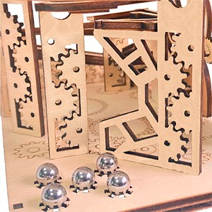 Maquette en bois 3d, avec mouvement mécanique design de lance-pierre mécanique