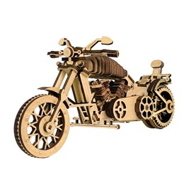 Maquette en bois 3d, avec mouvement mécanique design de motocyclette de route.