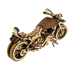 Maquette en bois 3d, avec mouvement mécanique design de motocyclette de route.