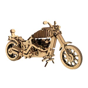 Maquette en bois 3d, avec mouvement mécanique design de motocyclette de route.