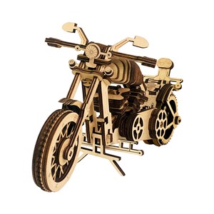 Maquette en bois 3d, avec mouvement mécanique design de motocyclette de route.