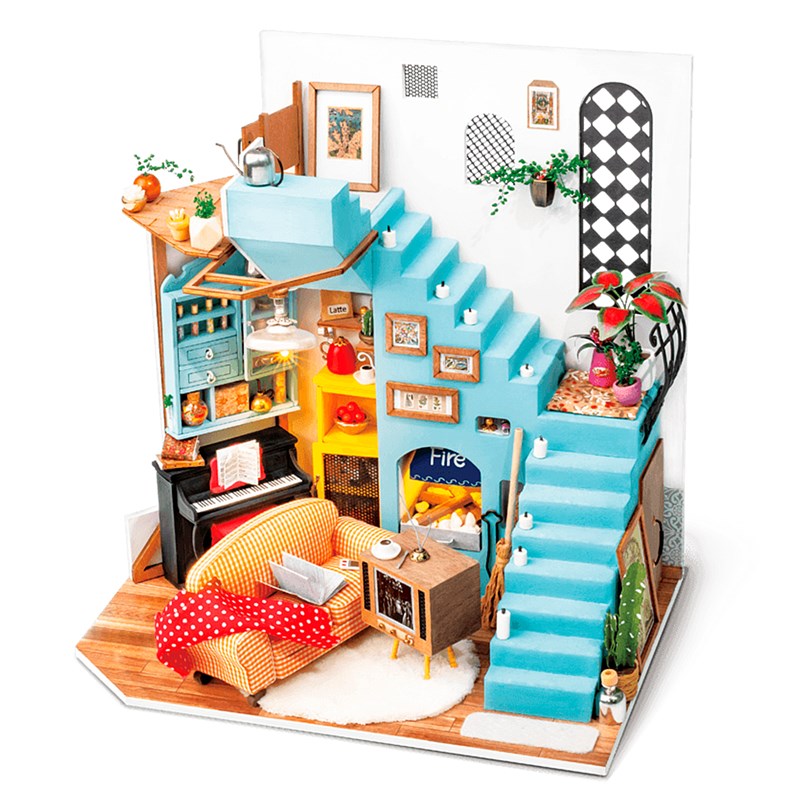 Salon joys peninsula. Maison de poupées maquette en bois à peindre et à monter.