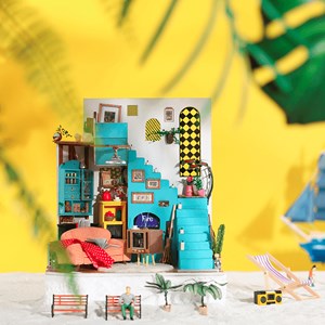 Salon joys peninsula. Maison de poupées maquette en bois à peindre et à monter.