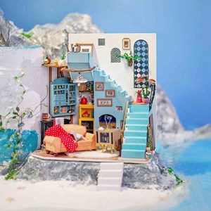 Salon joys peninsula. Maison de poupées maquette en bois à peindre et à monter.