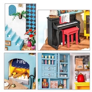 Salon joys peninsula. Maison de poupées maquette en bois à peindre et à monter.