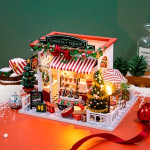 Maison de bonbons de noël. Maquette 3d réaliste.